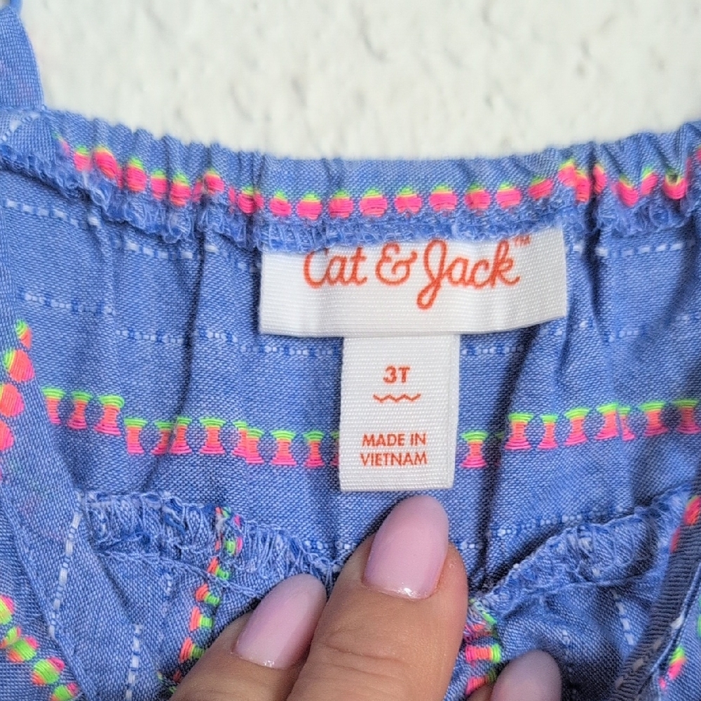 Cat & Jack Blue Dress with Colorful Stripes - Picture 5 of 7
